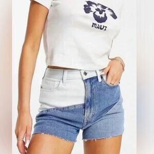 Hollister Patchwork Ultra High Rise Mom Jean Shorts Size 9